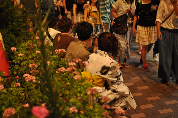 a couple wearing yukata at Azabu-Juban summer night festival